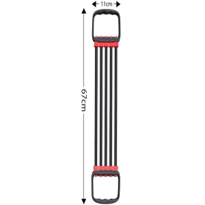 Extensor cu 5 benzi elastice de rezistenta pentru fitness - antrenament complet, portabil, reglabil, 67 cm, negru - Img 9