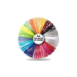 Filament 3D pentru creion 3D, multicolor, PLA 1.75 mm, 200 m, 20 culori, 10 m fiecare, imprimare rapida, fara miros, fara blocaj