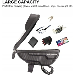 Geanta de bicicleta pentru telefon, 19 x 10 x 7.3 cm, montare pe ghidon, negru - Img 2
