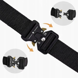 Geanta tactica neagra 18 x 12 x 6 cm, cu centura tactica reglabila, sistem Molle, poliester Oxford, catarama metalica cu eliberare rapida, EDC, unisex - Img 12
