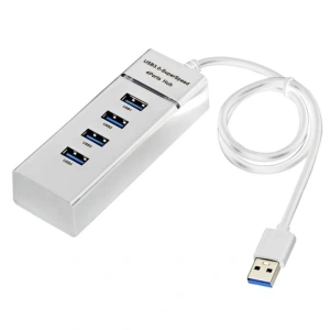 Hub USB 3.0 cu 4 porturi, Hi-Speed, alb - solutia compacta pentru conectivitate extinsa si transfer rapid de date