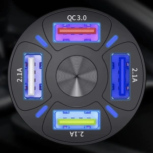 Incarcator auto 12-32V, incarcare rapida, 4x USB + cablu incarcare rapida 3in1 115 cm - Negru - Img 4