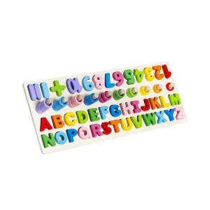 Joc alfabetic pentru copii, din lemn 3 in 1, logaritmic cu litere si cifre - Multicolor - Img 5