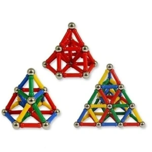 Joc de constructie magnetic multicolor, 50 piese 3D, set educativ cu forme geometrice si magneti, pentru dezvoltarea creativitatii si gandirii spatiale, 3 ani+ - Img 5