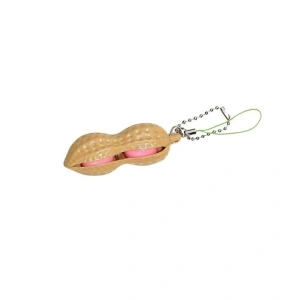 Jucarie antistres, fidget, model aluna, tip breloc, plastic si silicon, 6 x 1.8 cm, crem/roz - Img 2