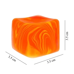 Jucarie antistres portocaliu 3.5 x 3.5 x 3.5 cm, cub squishy cu revenire lenta, fidget senzorial din TPR, pentru copii si adulti - Img 3
