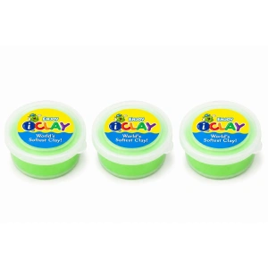 Kit 3 plastiline verde fluorescent pentru proiecte creative si hobby, 18 g fiecare