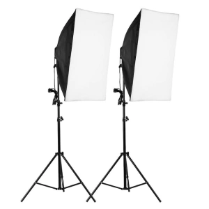 Kit iluminare foto-video cu 2 softbox-uri profesionale, lumina naturala 5500K, becuri 30W, stative 95-200 cm, negru - Img 12