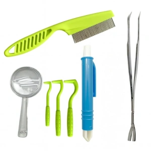Kit pentru indepartarea capuselor, 7 piese, carlige, pensete, lupa, pieptene, carcasa depozitare - Img 9