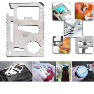 Kit supravietuire 13 in 1 pentru camping si urgente, trusa compacta cu busola, lanterna, cutit pliabil, laser si accesorii outdoor - Img 4