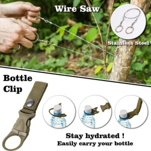 Kit supravietuire multifunctional 18 piese, camping si urgenta, busola, lanterna, cutit pliabil, paracord, patura termica, carcasa - Img 3