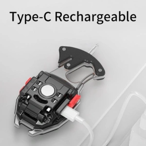 Lanterna multifunctionala, pentru camping, breloc, fluier, bricheta, surubelnita, desfacator sticle, reincarcabila USB-C, aluminiu/ABS, portocaliu - Img 2