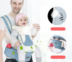 Marsupiu ergonimic,multifunctional pentru bebelusi,15in1,greutate maxima 25 kg - Albastru deschis - Img 4