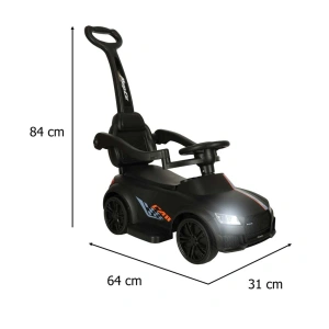 Masinuta pentru copii, maner ghidare, greutate maxima suportata 23 kg, lumini si sunete, 84 x 64 x 31 cm, negru - Img 3