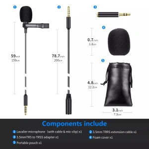 Microfon Lavalier Neewer omnidirecțional Plug & Play, microfon de înregistrare - Img 2