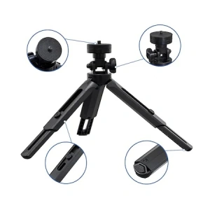Mini trepied extensibil cu suport de telefon, filet universal 1/4, cap rotativ 360 grade - Img 5