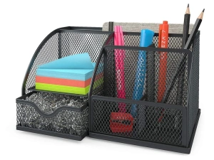 Organizator pentru birou, metalic, 7 compartimente, 22 x 14 x 12.7 cm, negru - Img 10