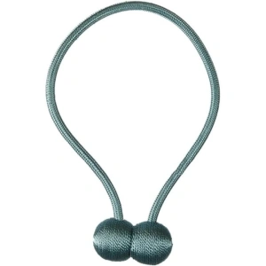 Pachet 2 suporturi magnetice pentru perdele, snur impletit decorativ, 44 cm, verde petrol, fara montaj - Img 4