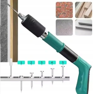 Pistol manual pentru batut cuie in beton, otel si lemn, reglaj putere, 200 cuie incluse, valiza transport si accesorii protectie - Img 6