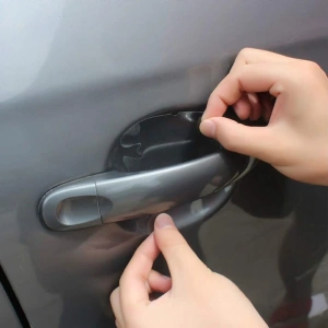 Protectii manere usi auto transparente 85 x 95 mm, set 4 folii autoadezive, folie protectie caroserie, universale, rezistente la zgarieturi - Img 12