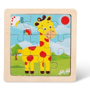 Puzzle educativ cu suport din lemn, set 4 modele animale, 11 x 11 cm, 9 piese fiecare, joc de logica si asociere pentru copii 3+ ani - Img 5
