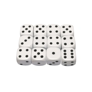 Set 100 zaruri, albe cu puncte negre, latura 10 mm, pentru jocuri de societate sau jocuri de noroc - Img 6