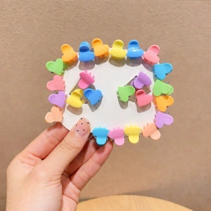 Set 2 cutii accesorii par cu elastic 2 cm, elastic spiralat, elastic subtire si cleme inimioare, multicolor - Img 3