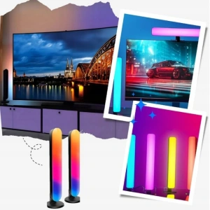 Set 2 lampi LED RGB, 12 culori, 4 moduri de iluminare, montare verticala sau orizontala, alimentare USB, telecomanda inclusa, 26.5 x 4.1 x 3.5 cm, negre - iluminare moderna, dinamica si personalizata - Img 6