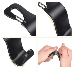 Set 2 suporturi carlig pentru tetiera auto, negru, 12.7 x 6.8 cm, organizatoare pentru pungi, genti si accesorii, fixare universala - Img 10