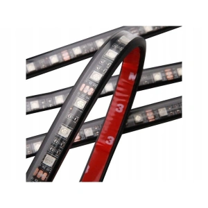 Set 4 benzi LED RGB pentru iluminarea interioara a masinii, cu telecomanda, 8 culori, 12 LED-uri pe banda - efecte luminoase ambientale - Img 5