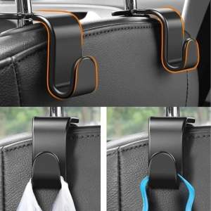 Set 4 carlige agatatoare pentru tetiera scaun auto, negru, 12.7 x 6.8 cm, suport pentru genti, pungi si rucsacuri, montaj rapid - Img 8