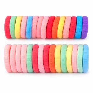 Set accesorii par copii cu cutie organizator, 26 elastice textile 2 cm, 80 elastice cauciuc multicolore si 5 cleme inimioara 0.8 cm - Img 3