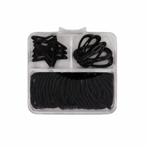 Set accesorii par negre, 30 elastice textile, 3 cleme steluta, 3 cleme inimioara, organizator inclus - Img 1