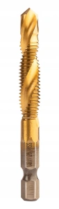 Set burghie cu tarod HSS TiN auriu M3 - M10, 6 buc, HEX 6.35 mm, pentru gaurire, filetare si debavurare in metal, aluminiu, plastic si lemn - Img 9