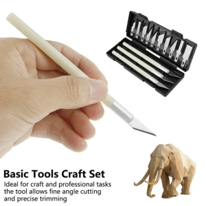 Set cutite modelare de precizie, 13 lame metalice, 3 manere, etui magnetic, pentru decupaj si lucrari fine - Img 5
