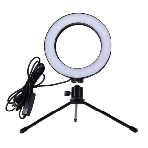 Set lampa circulara cu trepied, culoare 3200K-5800K, alimentare USB 5V, diametru inel 16 cm, pliabil - accesoriu ideal pentru fotografie