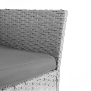 Set mobilier gradina ratan gri deschis cu canapea 2 locuri, 2 fotolii si masa sticla, perne incluse, rezistent exterior - Img 12