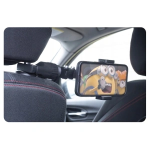 Suport auto pentru telefon, montare pe oglinda retrovizoare, latime reglabila 5-10 cm, rotativ 360°, negru - Img 5