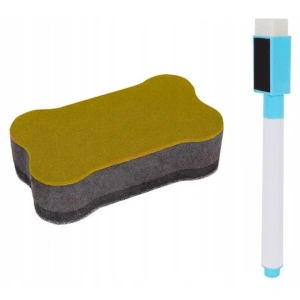 Tabla cu doua fete tip sevalet cu tavita depozitare, numaratoare, ceas, numere, marker, creta si burete incluse, dimensiune 34x42x65 cm - Img 4