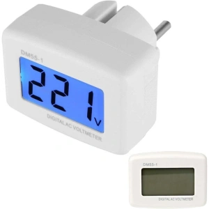Tester de tensiune, voltmetru digital pentru uz casnic, cu stecher pentru priza inclus, 80-300V - Alb - Img 2