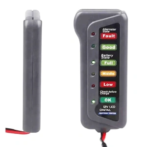 Tester pentru baterie auto 12V, 15A, lungime cablu 25 cm, dimensiuni 12x5.2x1.8 cm - echipament de diagnosticare compact si eficient Verifica rapid si precis starea bateriei autoturismului tau cu ajut - Img 3