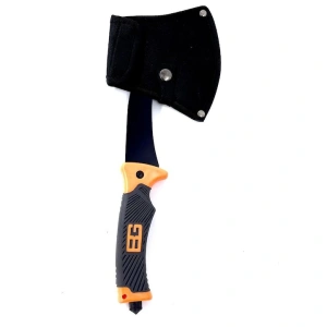 Topor multifunctional, pentru camping, drumetii, 30 cm, portocaliu, husa inclusa - Img 3