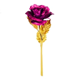 Trandafir artificial, suflat cu aur 24K, cutie eleganta, punga de cadou inclusa, roz - Img 5