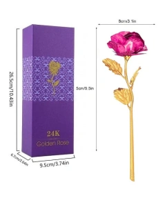 Trandafir suflat cu aur de 24K - Roz - Img 2