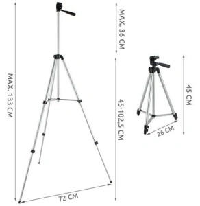 Trepied foto universal 133 cm ,filet 1/4 cu suport de telefon si telecomanda bluetooth - Gri - Img 3
