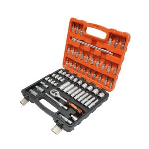 Trusa chei tubulare si biti 3/8 set complet 61 piese cu clichet, extensii si accesorii, pentru mecanica auto si bricolaj - Img 1