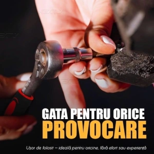 Trusa de scule cu 46 piese, surubelnita, clichet, chei tubulare, biti, torx, imbus, prelungitor, maner ergonomic, cutie compacta, neagra - Img 4
