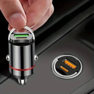 Adaptor auto 2 in 1 din aliaj metalic, cu port Type-C si port USB, putere 100 W - Img 3