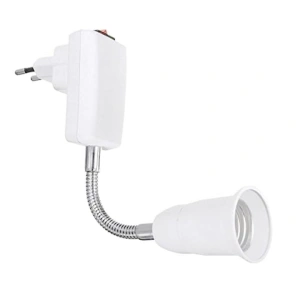 Adaptor dulie E27 cu intrerupator fara fir, convertor pentru becuri LED, reglabil 360 grade, usor de instalat, pentru bucatarie, sufragerie, restaurante si cafenele, plastic, alb - Img 1
