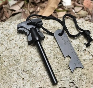 Amnar aprindere foc camping si supravietuire, tija feroceriu 10.8 cm, striker multifunctional cu rigla, rezistent la apa - Img 6